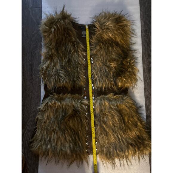 Ashley Stewart Plus Size Faux Fur Jeweled Zip Vest 14/16 Mobwife Castlecore Punk - Picture 8 of 10